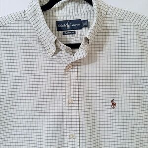 RALPH LAUREN Beige Plaid Button Down XL CLASSIC FIT